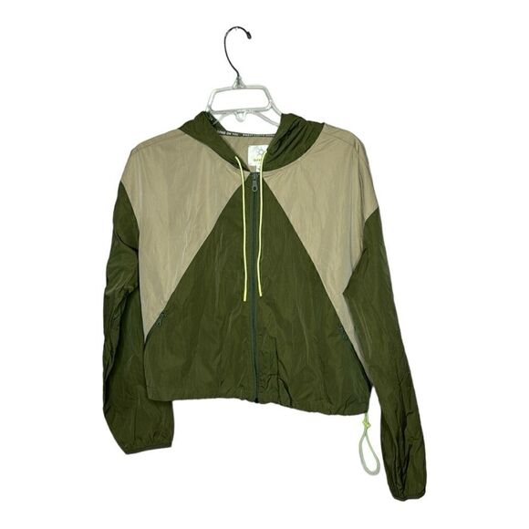 Offline By aerie Windbreaker Jacket Green Slouchy Hooded Track Zip Up. Size M. - Picture 1 of 6